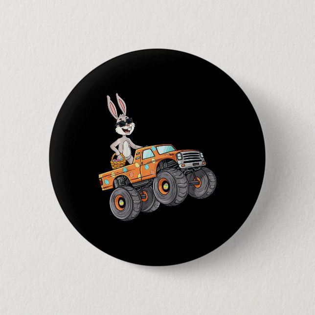 Badge Rond 5 Cm Enfants Pâques Rabbit équitation Monster Camion Fu (Devant)