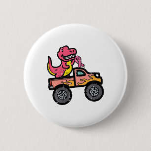 Badge Rond 5 Cm Enfants Pink Dino Monster Camion cancer du sein de