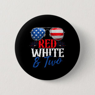 Badge Rond 5 Cm Enfants Rouge Blanc Et Deux 4 juillet Anniversaire