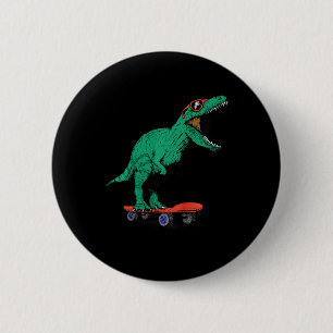 Badge Rond 5 Cm Enfants Skateur Planche à roulettes T-rex Dinosaur