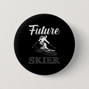 Badge Rond 5 Cm Enfants skient futur skieur skieur drôle bientôt