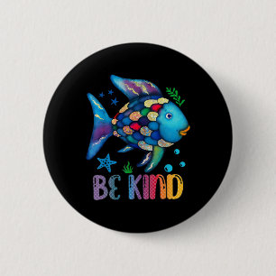Badge Rond 5 Cm Enfants Soyez Gentils Poisson à l'Échelle Arc-en-C