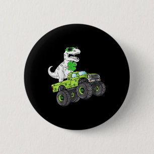 Badge Rond 5 Cm Enfants St Patricks Day T Rex Conduisant Monster T