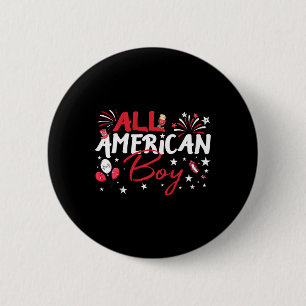 Badge Rond 5 Cm Enfants Tous Américain Garçon Pour Fête De L'Indép