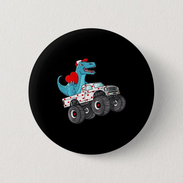 Badge Rond 5 Cm Enfants Valentines Jour T Rex équitation Monster T (Devant)