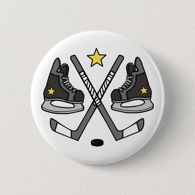 Badge Rond 5 Cm . Engin de hockey sur glace (Devant)
