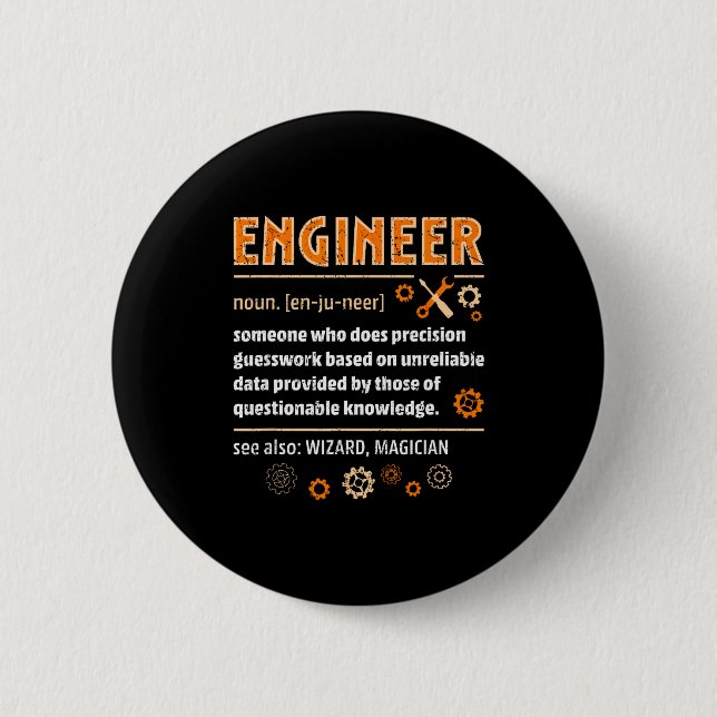 Badge Rond 5 Cm Engineer Definition Funny Engineering Nerdy Scienc (Devant)