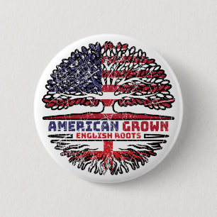 Badge Rond 5 Cm England English US American USA United States Tree