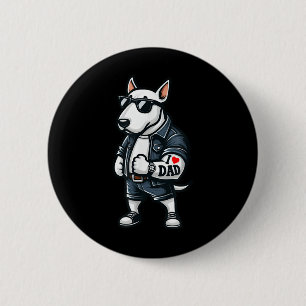 Badge Rond 5 Cm English Bull Terrier I Love Papa Funny Chien Tatto