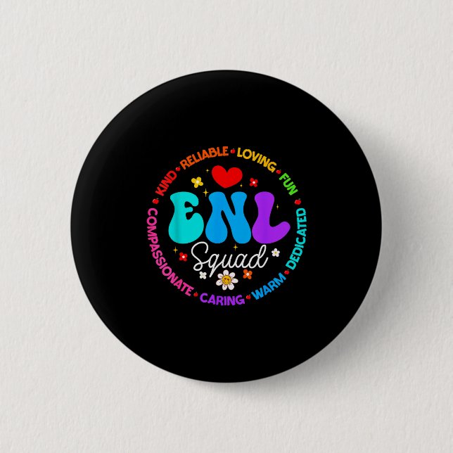 Badge Rond 5 Cm Enl Squad Teacher Squad English New Language Crew  (Devant)