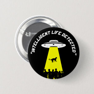 Badge Rond 5 Cm Enlèvement de chats Aliens amusant