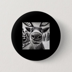 Badge Rond 5 Cm Énorme selfie de renne avec le traîneau du Père No