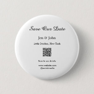 Badge Rond 5 Cm Enregistrer notre date Scan QR pour les détails no