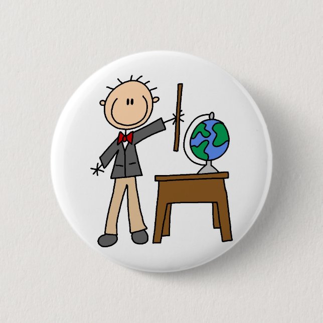 Badge Rond 5 Cm Enseignant Avec Globe (Devant)