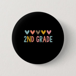 Badge Rond 5 Cm Enseignant de 2e année Leopard Hearts Retour à l'é