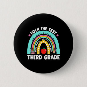 Badge Rond 5 Cm Enseignant de 3e année Rock Le jour de l'examen Tr