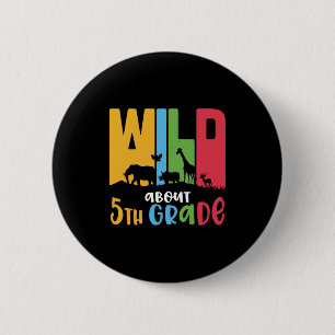 Badge Rond 5 Cm Enseignant de 5e année Animaux sauvages Environ 5e