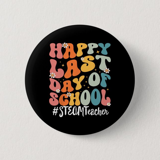 Badge Rond 5 Cm Enseignant De Vapeur Joyeux Jour De L'Enseignant D (Devant)