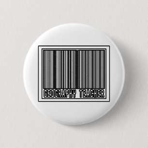 Badge Rond 5 Cm Enseignant en géographie par code-barres
