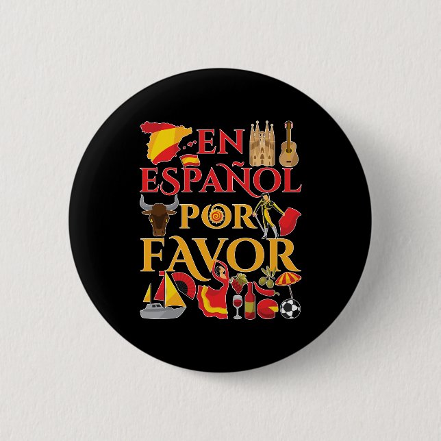 Badge Rond 5 Cm Enseignant Espagnol En Espanol Por Favoriser (Devant)