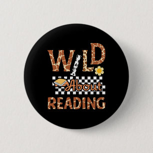 Badge Rond 5 Cm Enseignant fou de lecture lisant des livres pour l