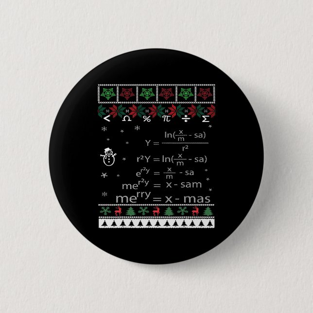 Badge Rond 5 Cm Enseignant Funky Math Noël Joyeux Noël En Eq Math (Devant)