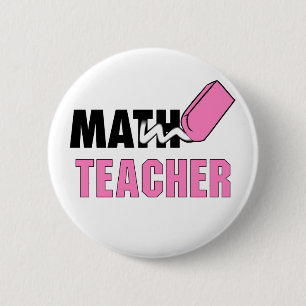 Badge Rond 5 Cm Enseignant Funky Math Pink Eraser