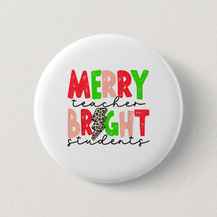 Badge Rond 5 Cm Enseignant Joyeux Rétro Élèves Lumineux Noël Amusa