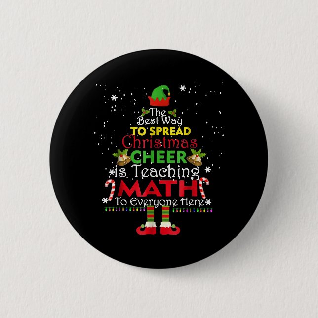 Badge Rond 5 Cm Enseignant Math Noël Chemise Elfe Noël Cheval (Devant)