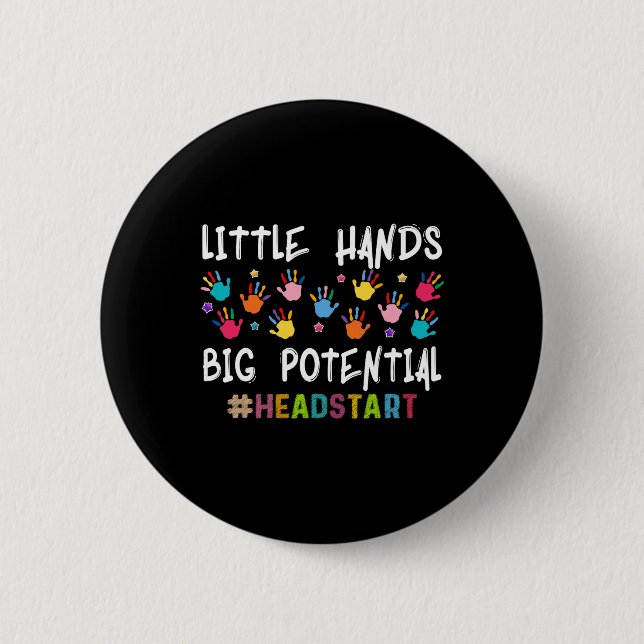 Badge Rond 5 Cm Enseignant Petites Mains Grand Potentiel Headstart (Devant)