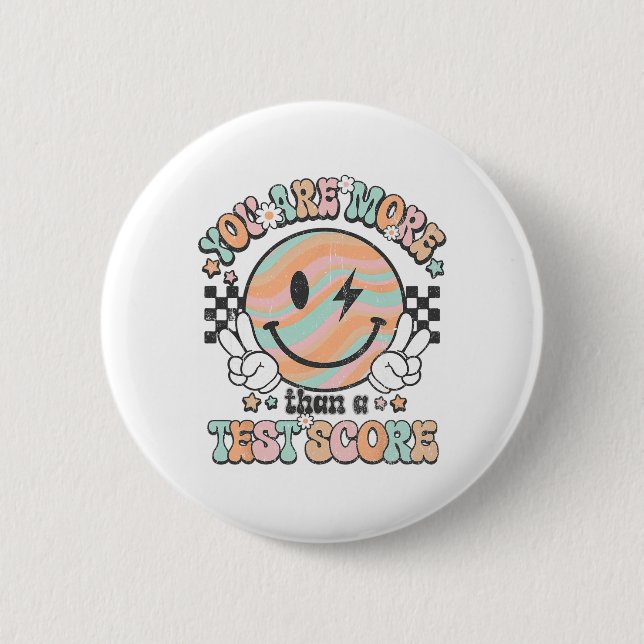 Badge Rond 5 Cm Enseignant Super Smile Vous Êtes Plus Qu'Un Test S (Devant)
