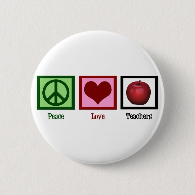 Badge Rond 5 Cm Enseignants Peace Love (Devant)