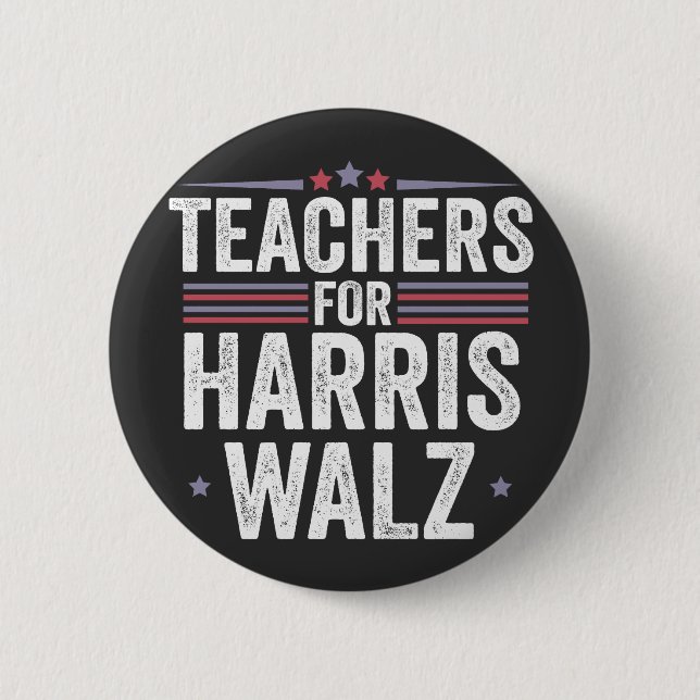 Badge Rond 5 Cm Enseignants pour Harris Walz Élection 2024 Kamala  (Devant)