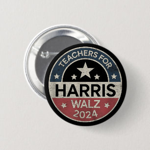 Badge Rond 5 Cm Enseignants Pour Kamala Harris Tim Walz 2024