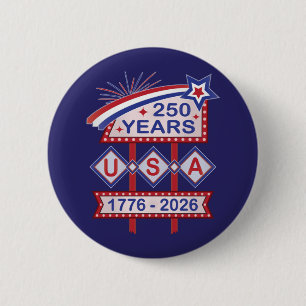 Badge Rond 5 Cm Enseigne de marquise rétro USA 250e anniversaire 1