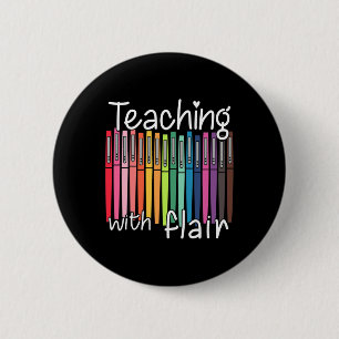 Badge Rond 5 Cm Enseignement Avec Flair Stylo Professeur Byck À L'