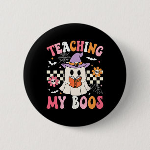 Badge Rond 5 Cm Enseignement super Mes Boos Professeur Ghost Hallo