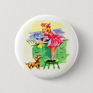 Badge Rond 5 Cm Enseigner à Rover comment laver la vaisselle