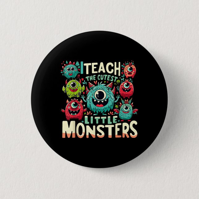 Badge Rond 5 Cm Enseigner aux petits monstres les plus mignons Hal (Devant)