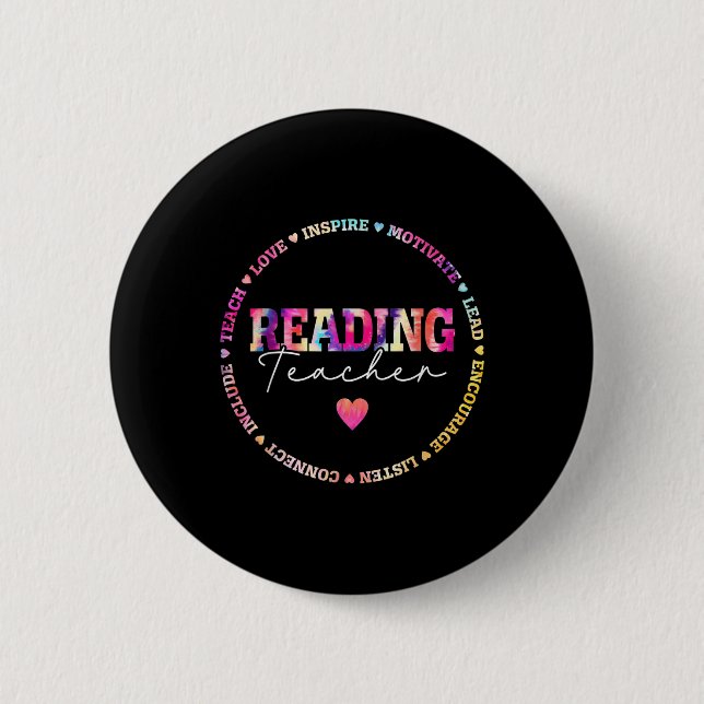 Badge Rond 5 Cm Enseigner L'Amour Inspirer Lecture Professeur Tie  (Devant)