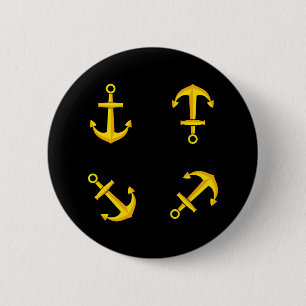 Badge Rond 5 Cm Ensemble d'Ancres en bateau doré