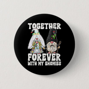 Badge Rond 5 Cm Ensemble Des Gnomes Forever Mme Bride M. Groom Pou