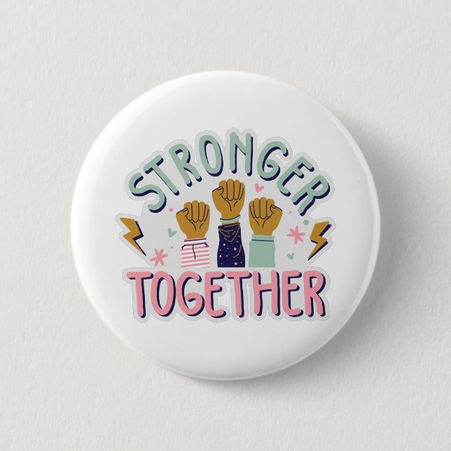Badge Rond 5 Cm Ensemble plus fort (Devant)