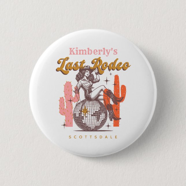 Badge Rond 5 Cm Enterrement de vie de jeune fille Cowgirl Rose de  (Devant)