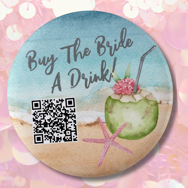 Badge Rond 5 Cm Enterrement de vie de jeune fille : la mariée offr (Beach Bachelorette Party Weekend button)