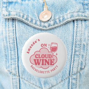 Badge Rond 5 Cm Enterrement de vie de jeune fille sur vin en nuage