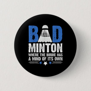 Badge Rond 5 Cm Enthousiaste de volant de badminton Raquette de sp