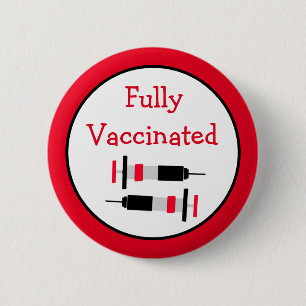 Badge Rond 5 Cm Entièrement Vacciné Contre Le Bouton Covid-19