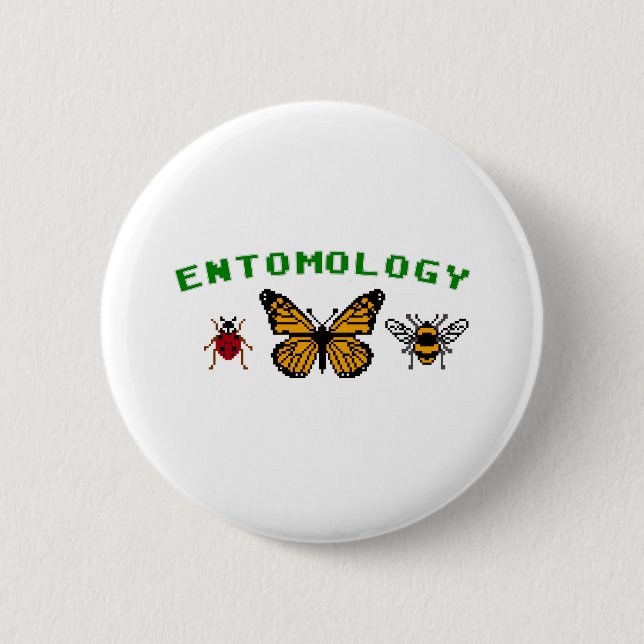 Badge Rond 5 Cm entomologie à 8 bits (Devant)