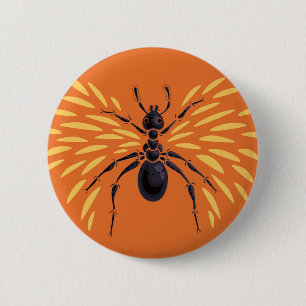 Badge Rond 5 Cm Entomologie orange d'Insecte de la fourrure